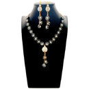 Beaded Pearl Antique Gold Fashion Statement Jewelry Necklace Earring Set