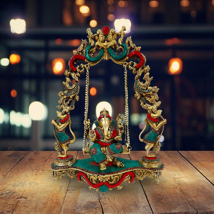 Brass Swinging Antique Ganesha Statue