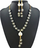 Polo Beaded Pearl Antique Gold Fashion Statement Jewelry Necklace Set