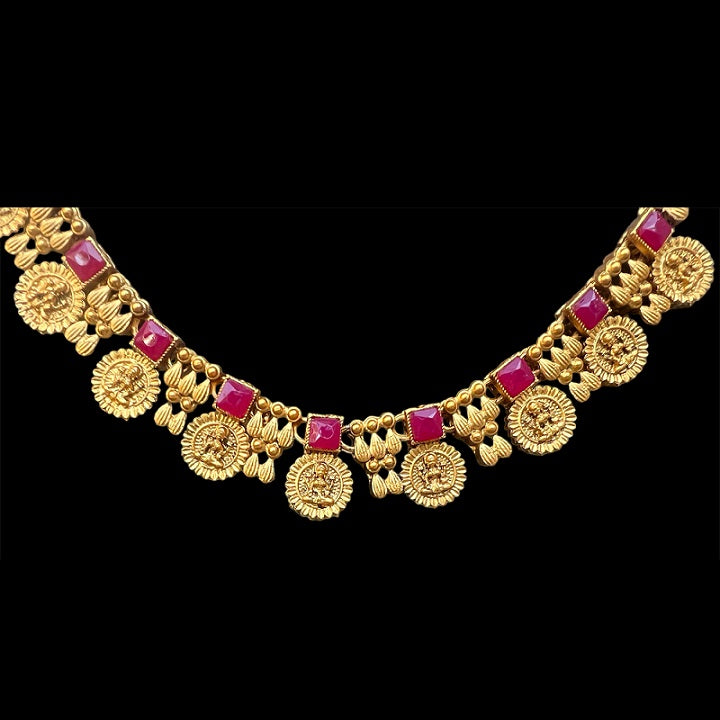 Antique Gold Laxmi Necklace Earring Jewelry Set