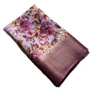 Binny Crepe Pink Floral Printed Soft Fancy Saree