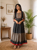 Black Beige Anarkali Long Kurta