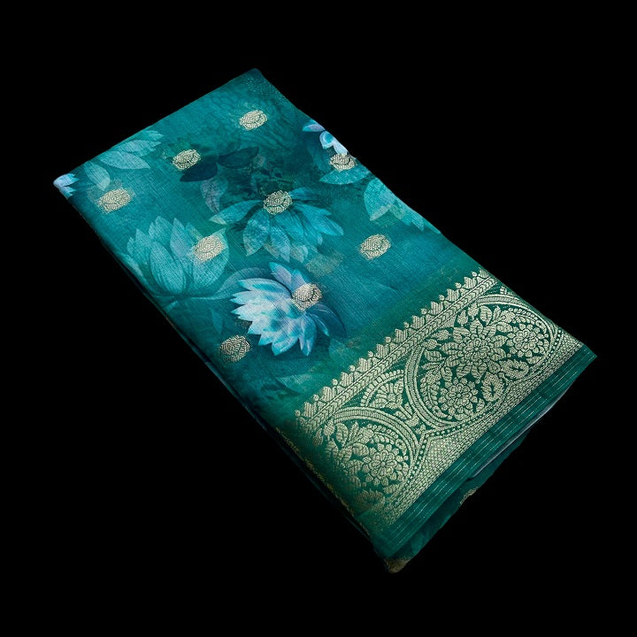 Chanderi Cotton Floral Printed Fancy Soft Saree