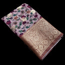 Chanderi Cotton Pink Floral Print Fancy Soft Saree