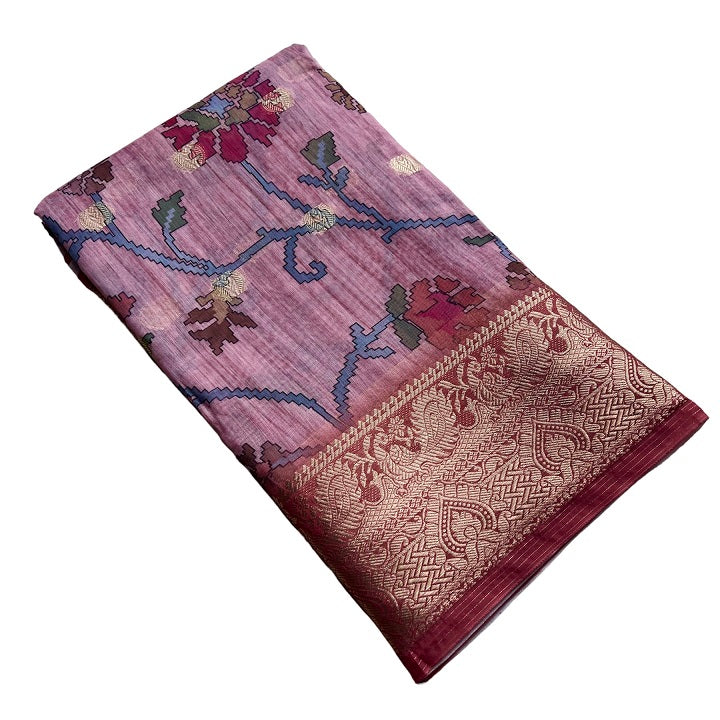 Chanderi Silk Cotton Floral Printed Fancy Saree