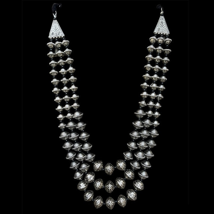 German Silver Oxidised Beaded Fashion Jewelry Necklace