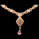 Gold American Diamond Studded Necklace Earring Jewelry Set