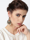 Gold Pearl Contemporary Hoop Fashion Jewelry Earrings