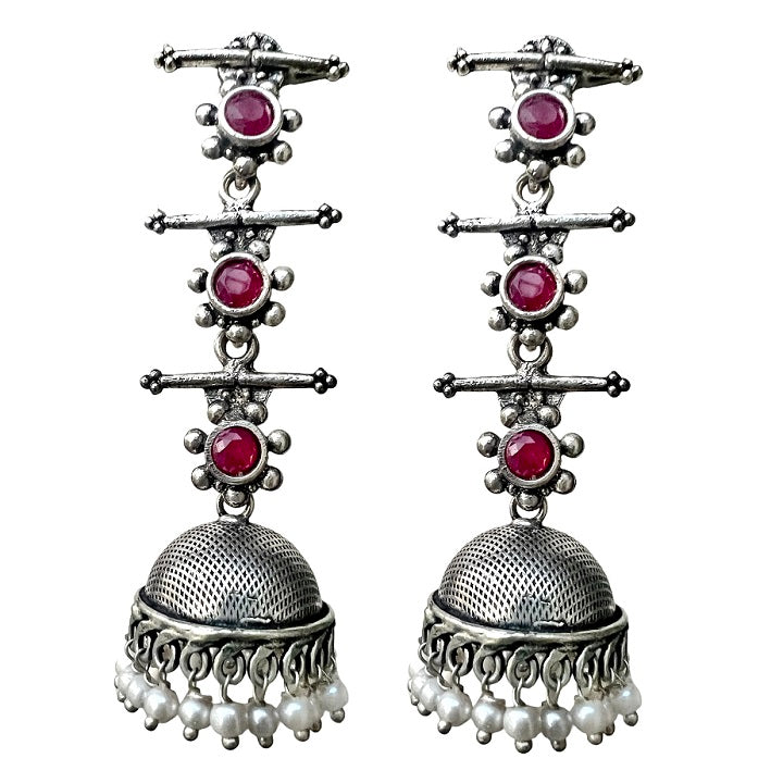Jhumka Oxidized Silver Fashion Jewelry Earrings