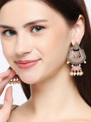 Kundan Pearl Floral Ethnic Drop Jhumka Earrings