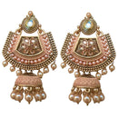 Meenakari Kundan & Pearl Floral Ethnic Drop Jhumka Earrings