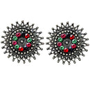 Oxidized Silver Stone Fashion Jewelry Stud Earrings