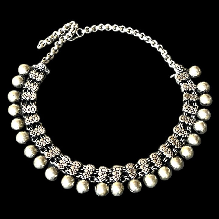 Silver Oxidized Choker Necklace Fashion Jewelry