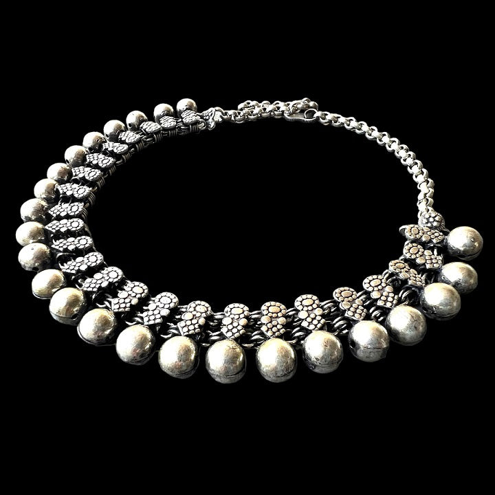 Silver Oxidized Choker Necklace