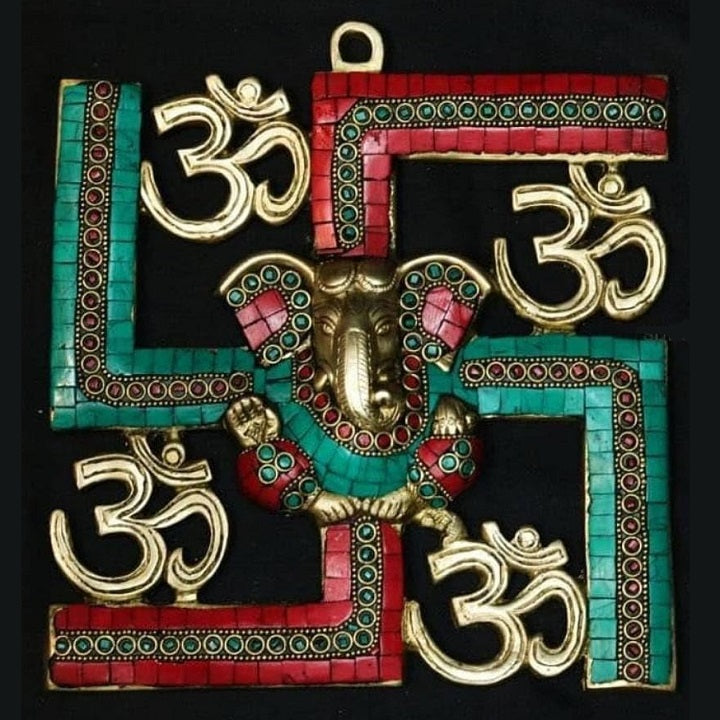 Swastik Brass Ganesh OM Wall Hanging Décor