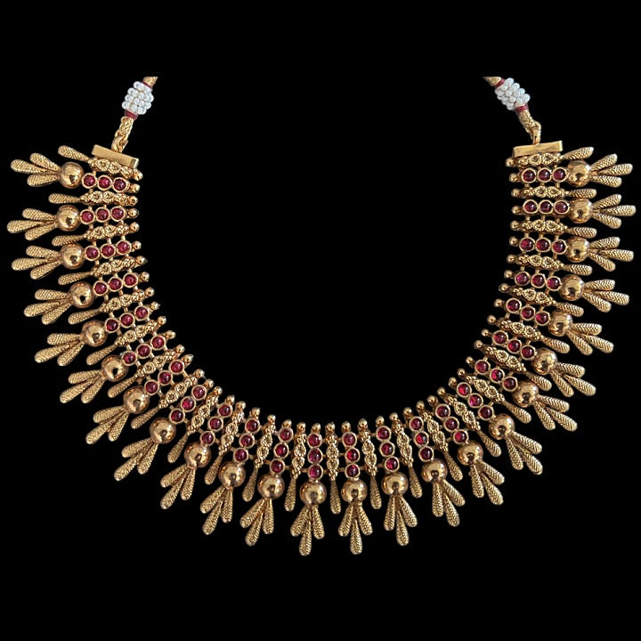 Temple Antique Gold Kemp Jewelry Necklace Earring Choker Set