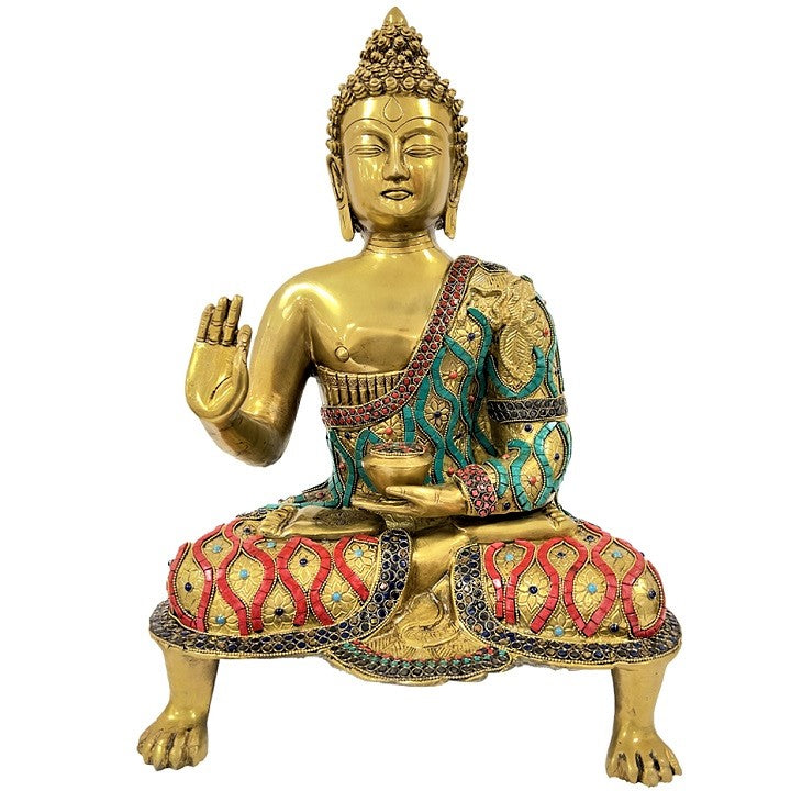 Antique Brass Buddha Statue Sculpture Idol