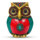 Antique Brass Owl Statue Sculpture