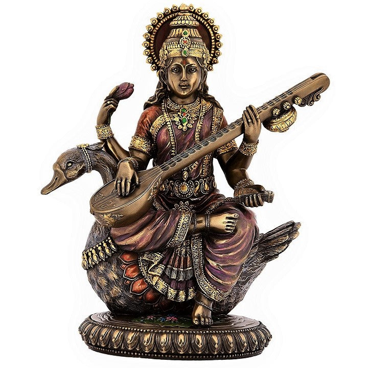 Antique Copper Goddess Saraswati Statue Sculpture Idol