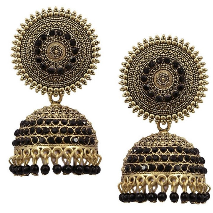 Black Contemporary Jhumka Earrings
