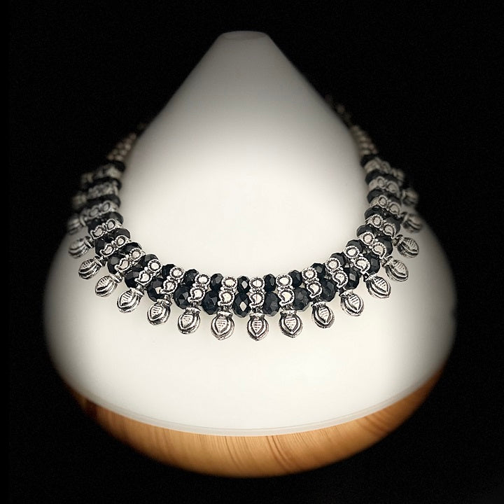 Black Silver Oxidized Necklace Choker Necklace