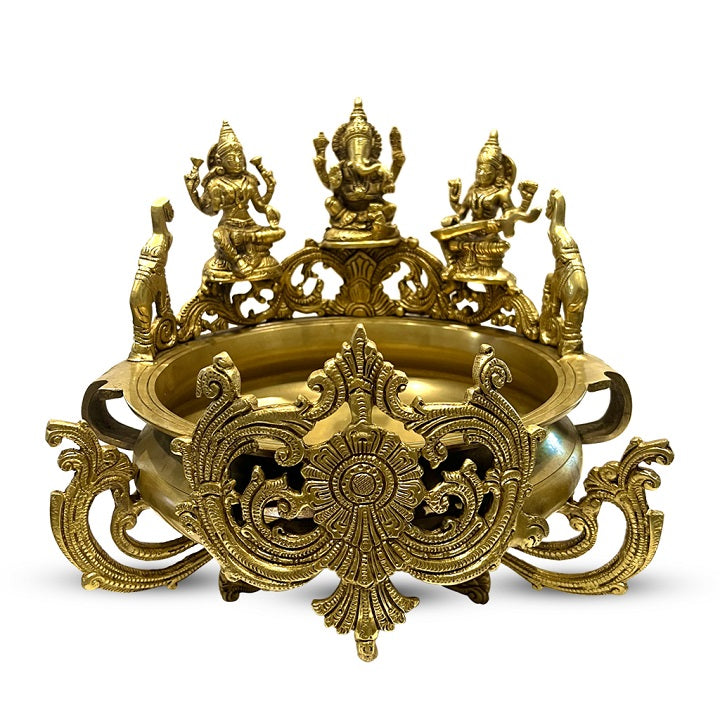 Brass Ganesha Saraswati Lakshmi Urli