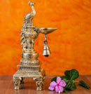 Brass Peacock Diya Oil Lamp Statue Sculpture Idol