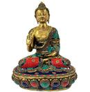 Decorative Antique Brass Buddha Statue Large Idol Sculpture