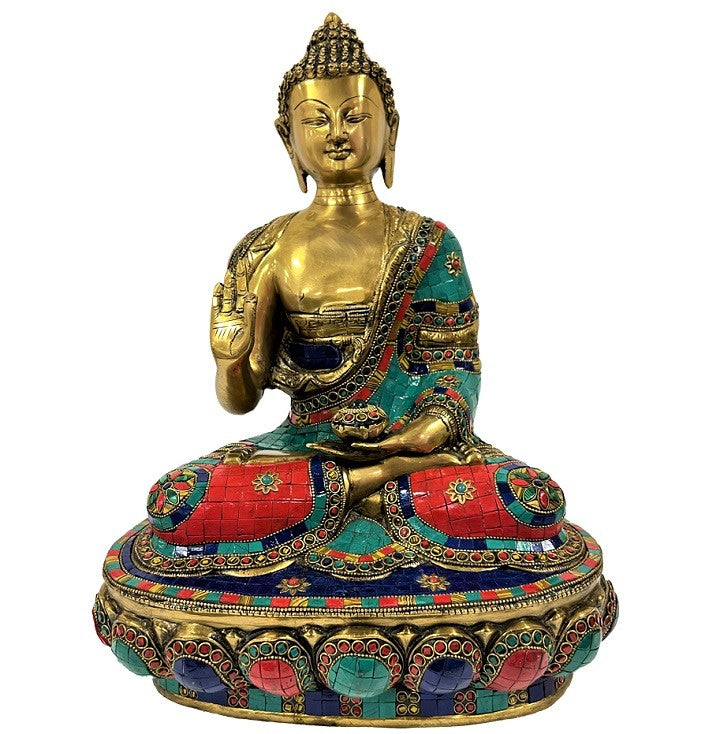 Decorative Antique Brass Buddha Statue Large Idol Sculpture