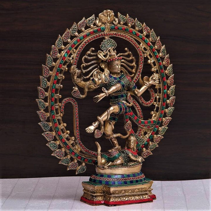 Decorative Antique Brass Nataraja Statue Large Idol Sculpture