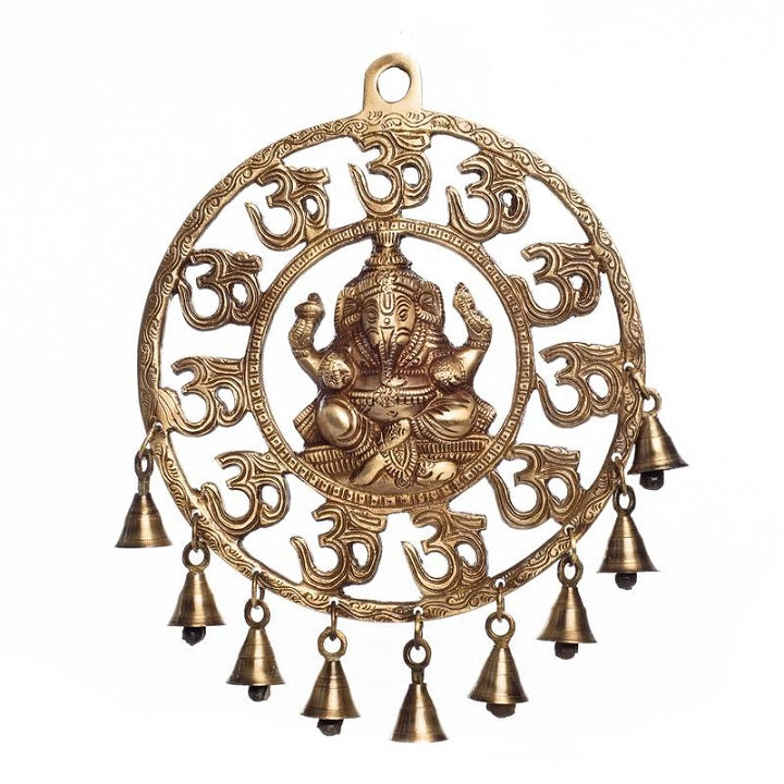 Decorative Wall Hanging Brass Om Ganesha Bells