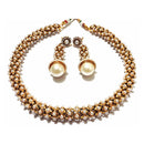 Ethnic White Pearl Antique Gold Jewelry Necklace Earring Set