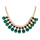 Faceted Green Teardop Stone Fashion Necklace