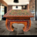 Floral Hand Painted Teak Wood Chowki Table