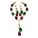 Glass Stone Beaded Pearl Antique Gold Fashion Jewelry Necklace Earring Set