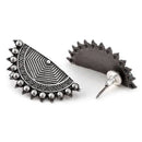 Hafmoon Oxidized Silver Fashion Jewelry Stud Earrings