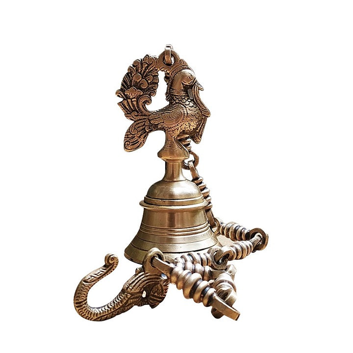 Hanging Antique Brass Peacock Temple Pooja Bell