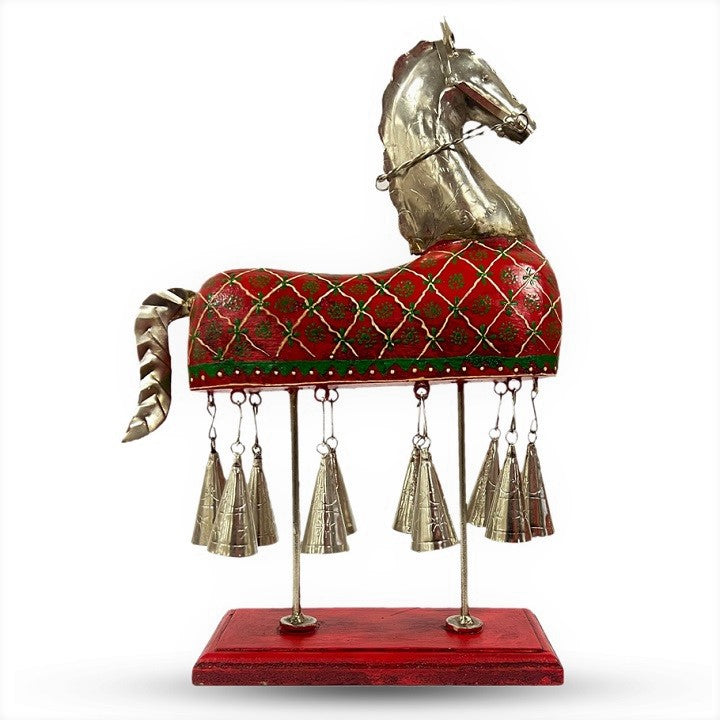 Iron Wooden Metal Horse Bells Large Table Home Decor
