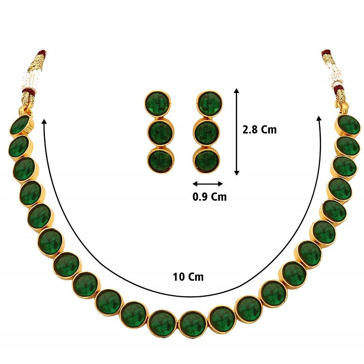 Kemp Stone Antique Gold Fashion Jewelry Necklace Earring Set