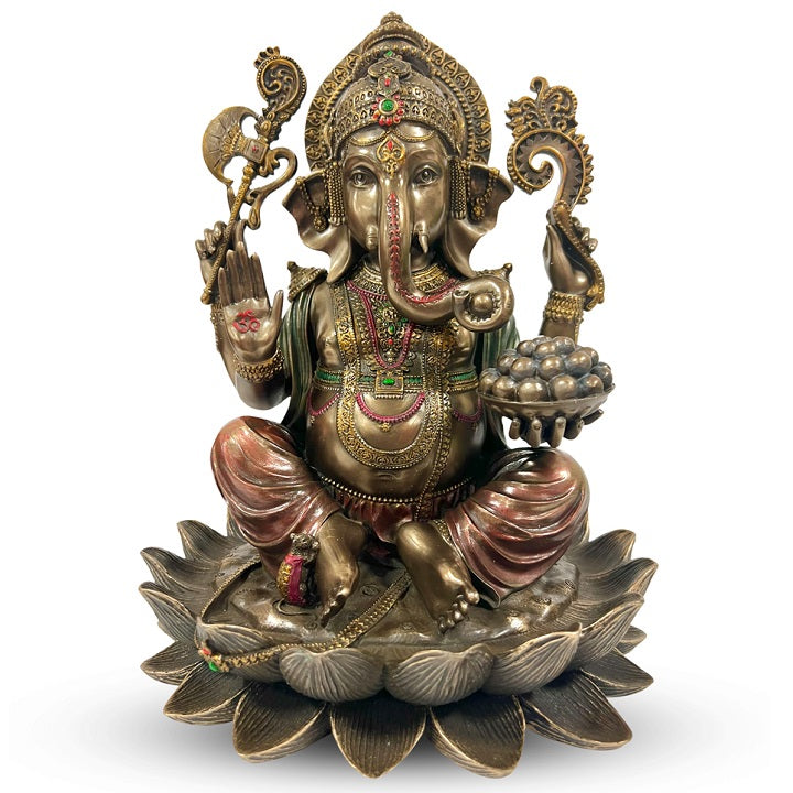 Lotus Lord Ganesha Statue Sculpture Idol