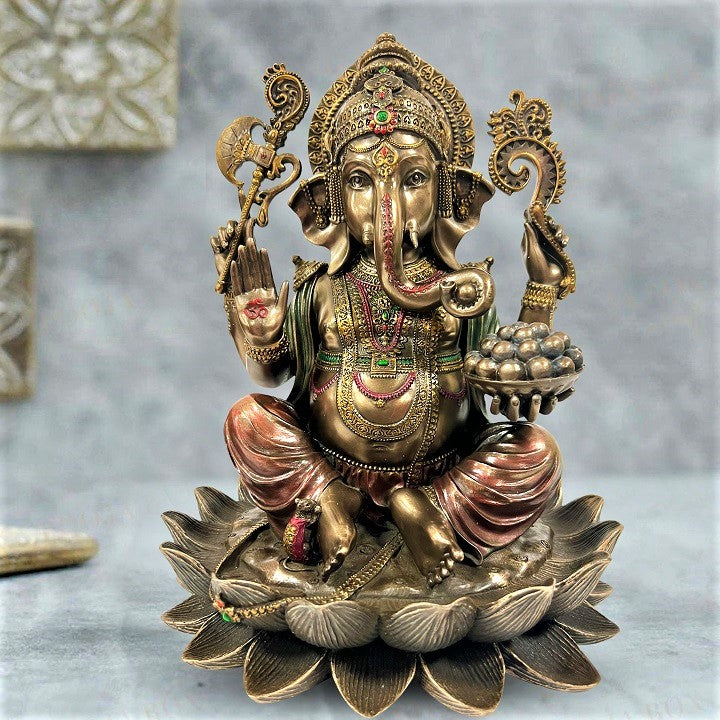 Lotus Lord Ganesha Statue