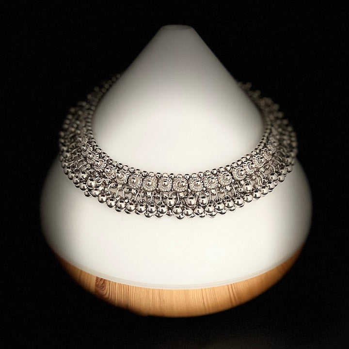 Oxidized Silver Boho Ghungroo Fashion Jewelry Choker Necklace