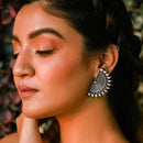 Halfmoon Oxidized Silver Fashion Jewelry Stud Earrings