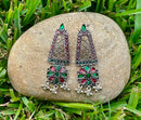 Oxidized Silver Multicolor Stone Fashion Jewelry Earrings