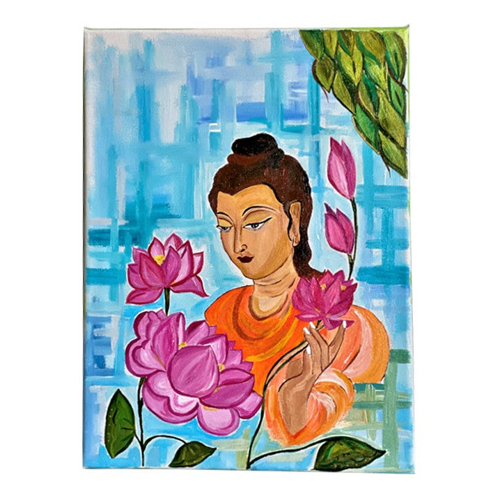 Peaceful Buddha Wall Canvas Art Hand Painted Décor