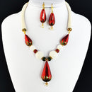 Pearl Meenakari TearDrop Antique Gold Necklace Jewelry Set