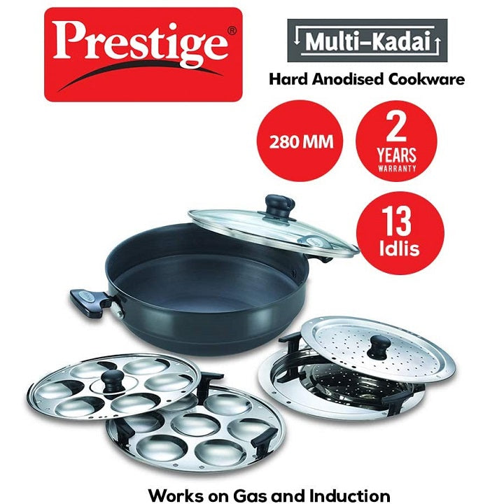 Prestige Hard Anodised Multi Kadai Idli Cookware
