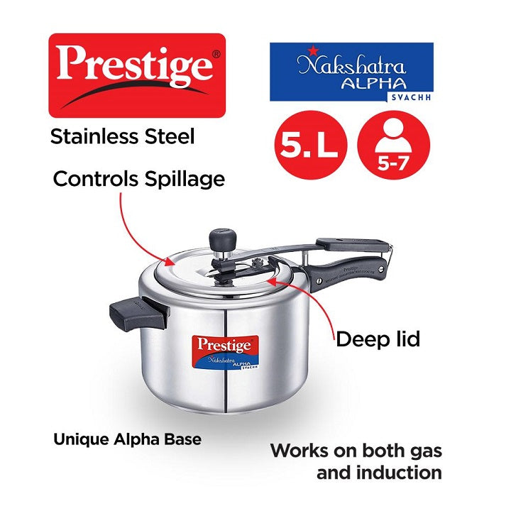 Prestige Nakshatra Alpha Plus Svachh 5L Pressure Cooker