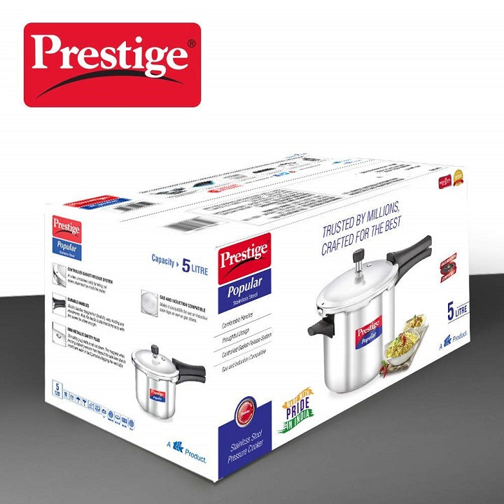 Prestige Popular 5L Pressure Cooker Stainless Steel
