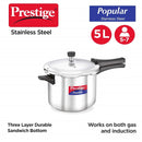 Prestige Popular Stainless Steel 5L Pressure Cooker
